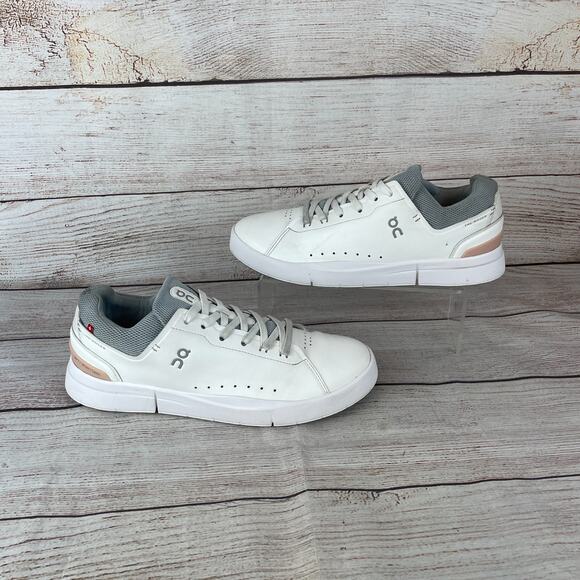 On The Roger Advantage Womens Sz 10.5 Shoes White Rose Gray - Picture 1 of 9